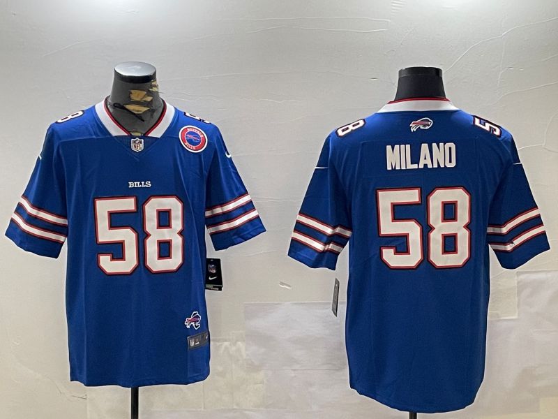 Men Buffalo Bills #58 Milano Blue Second generation 2024 Nike Limited NFL Jersey style 3